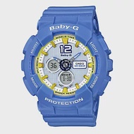 CASIO Baby-G系列 甜美風範時尚運動腕錶-藍x黃