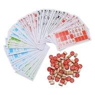 Vintage Wooden Bingo Game Set Large Print Cards Fun Family Group Activity for Parties Kids Classroom