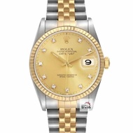 【大眾名錶】ROLEX勞力士 16233 Datejust 蠔式日誌 金十鑽面盤台灣AD 錶徑36mm 大眾名錶G188