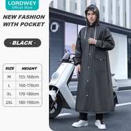 LORDWEY เสื้อกันฝนแฟชั่นของผู้ชายเต็มรูปแบบยาวกันฝนไฟฟ้าเสื้อกันฝน EVA แบบปีกยาวเสื้อกันฝนตกปลา