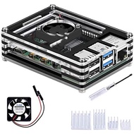 52Pi Acrylic Case for Raspberry Pi 4 Model B, Raspberry Pi Case with Cooling Fan Raspberry Pi Heatsi