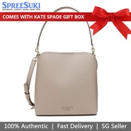 Kate Spade Crossbody Bag In Gift Box Darcy Refined Grain Large Bucket Bag Warm Taupe Grey # WKR00529