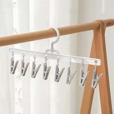 8 Clips Plastic Sock Clip Pace-Saving Sock Drying Rack Windproof Non-slip Clothes Rack Underwear Cli