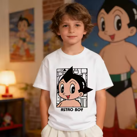 Astro Boy Manga Anime Mighty Atom Astroboy Cotton Tees Crew Neck Short Sleeve kid Tshirt Children Ad