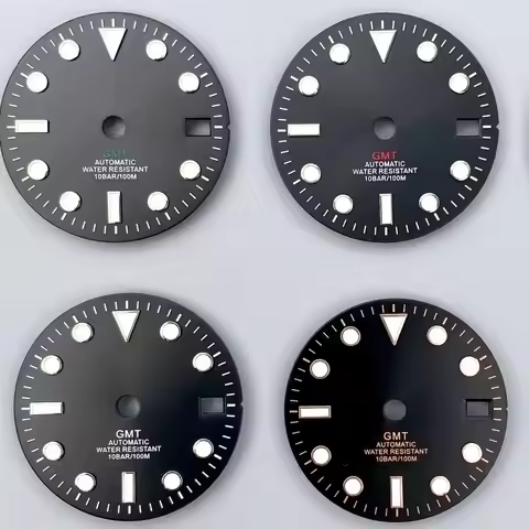 28.5mm GMT Single Date Dial For Seiko Mod BGW9/C3 Luminous Refit Face Fit NH34 NH35 Mechanical Movem