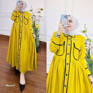 DRESS MUSLIM, baju wanita, dress, gamis, Baju gamis, Midi Dress Zafira