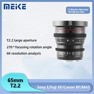 Meike 65mm T2.2 Prime Cine Lens Manual Focus Large Aperture For Panasonic BMPCC4K Olympus Sony E FS5