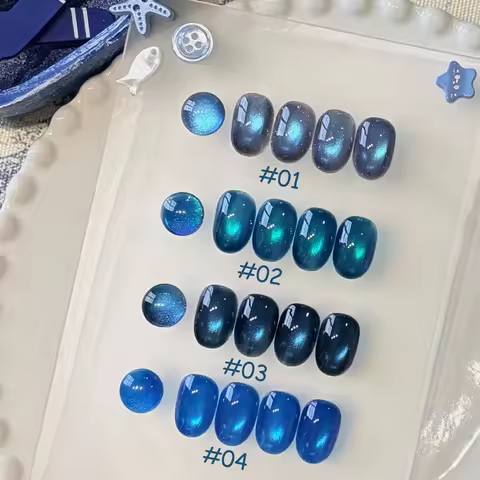 1-10pcs TC Flash That Sea Series Blue Cat Eye Gel Nail Polish Whitening Blue Light Glass Bead Nail A