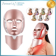 foreverlily LED Photon Rejuvenation Therapy Beauty Facial Mask 7 Colors Led Lights Facial Mask with Neck Set Device