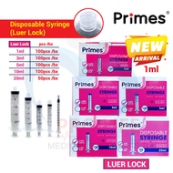 Primes Disposable Syringe 1ml 3ml 5ml 10ml 20ml  Luer Lock Pink Box