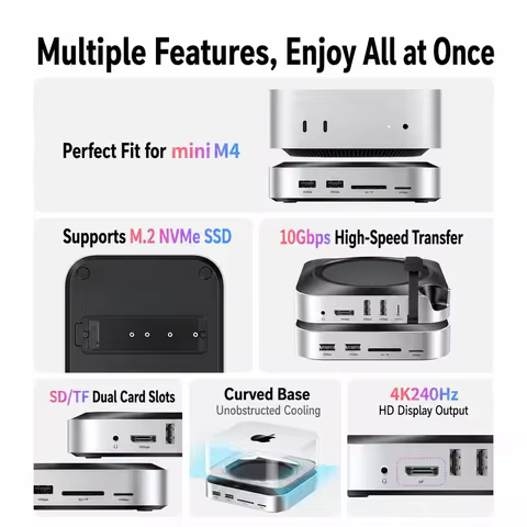 UGREEN Mac mini M4 Dock, M.2 SSD Enclosure, DP, USB 3.2, Thunderbolt 4/5 Compatible for M4/M4 Pro