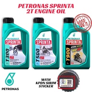 🆕100% Original PETRONAS SPRINTA 2T T900 T500 T300 2T Engine Oil 1L FULLY SEMI SYNTHETIC MINERAL Miya