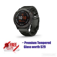 Garmin Fenix 6x Pro Solar Titanium Carbon Grey with Black Band(51mm diameter)