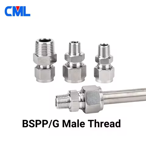 304 Stainless Steel Double Ferrule Compression Connector 6 8 10 12mm Tube OD to 1/8" 1/4" 3/8" 1/2" 
