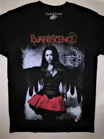 Evanescence T-Shirt Rare Embroidered Logo Amy Lee Fallen Lacuna Coil Open Door