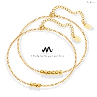 french styleSmall Beaded All-Match Fashion Anklet Titanium Steel Material Plated 18K Gold High-Quali