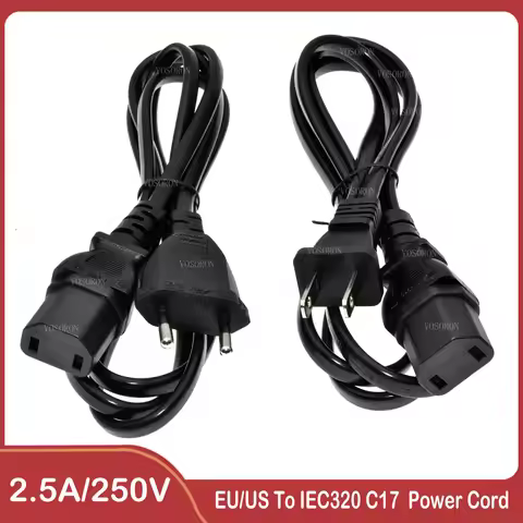 Universal 2-Pin AC power cord cable lead EU/US to IEC 320 C17 for For PS4 Pro Charger Power Cords 1.
