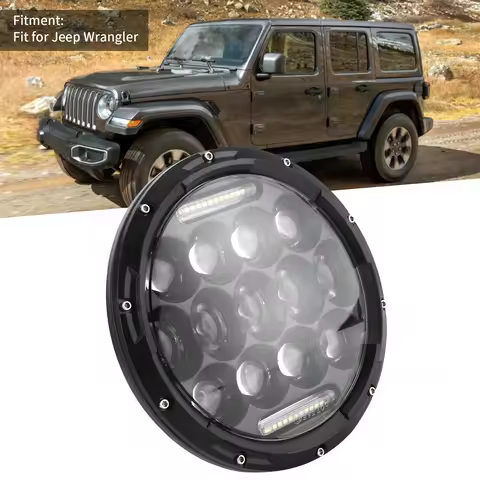 7in 75W LED Motorcycle Front Light Headlight Replacement 6500K High Birhgtness Efficient Headlamp Fi