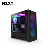 NZXT H5 Flow RGB 2024 黑 玻璃透側機殼 (E-ATX/Type-C/內建風扇前3後1/內建360一體式風扇/網孔面板/隱藏式電源/顯卡410mm/塔散170mm)