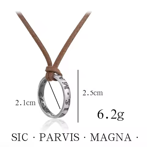 Classic SIC PARVIS MAGNA Design Drake's Ring Pendant Necklace Leather Chain Game Jewelry