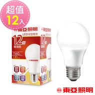 東亞照明 12W球型LED燈泡1560Lm-黃光12入