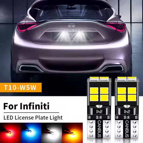 2pcs LED License Plate Light bulb W5W T10 CANbus For Infiniti JX35 Q40 Q45 Q50 Q60 Q70 QX50 QX56 QX6
