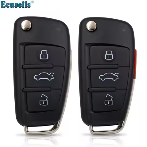 Ecusells 3/4 Buttons Remote Car Key Shell Cover Fob For Audi A6 A6L A8 Q7 A3 A4 TT With Uncut HU66 B