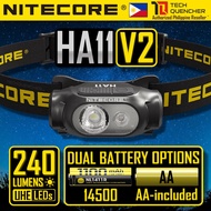 Nitecore HA11 V2 Headlamp 240 Lumens - 1x AA Battery - Floodlight & Redlight - IP66 - Lightweight