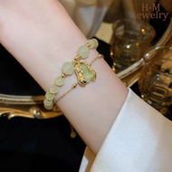 H.M  Good Things Happen Double Layer Flower Yellow Jinsheng Bracelet Hetian Vintage Jewelry