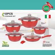 READY STOCK MALAYSIA 12Pcs Authentic Dessini Italy Non Stick Granite Cooking Pot Frying Pan Set Kual