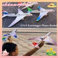 CHANMVPHD Electric Foam Hand Thrown Plane, 34*36*7.5cm PP C919 Passenger Plane Model, USB Rechargeab