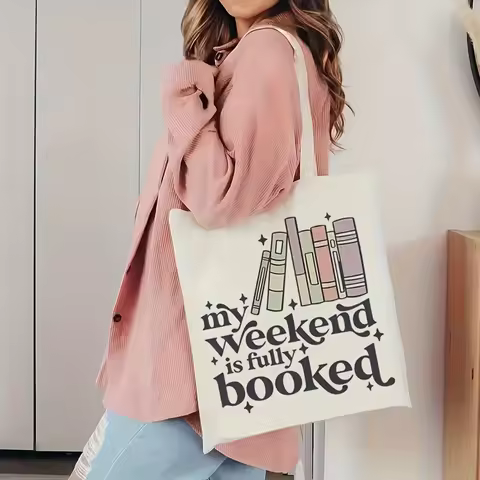 Reading Enthusiast Canvas Tote Bag Durable Large Capacity Shopping Book Handbag for Librarians and B