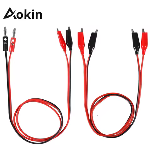 Aokin 1M Alligator Cilp to Banana Plug Test Cable Lead Connector Dual Tester Probe Crocodile Clip fo