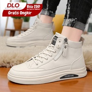 DLO S068 Men's White High-Top Sneakers, Trendy, Comfortable Casual Men's Shoes with Side Zipper