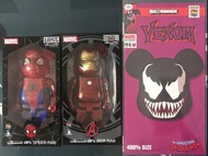 3隻全新 Bearbrick Marvel spider-man and Ironman Be@rbrick venom 400% 毒魔 (一代) Spiderman Ironman 400% IRO