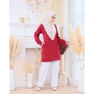 HAZEL TD [JERSEY] LONG TEE MUSLIMAH | LABUH BERBEZA MENGIKUT DESIGN 32-38 INCI