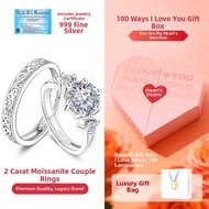 Couples Wedding Ring with 2ct Moissanite