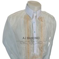 barong  tagalog organza cream embrioder