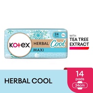 KOTEX Herbal Cool Maxi Day Wing Pad 24cm (14s) - Sanitary Pad with Cooling Tea Tree Extract