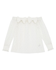 Kloset Design Bow Off-Shoulder Top เสื้อแขนยาวเปิดไหล่แต่งโบว์ ปักเพชร (AW23-T013)