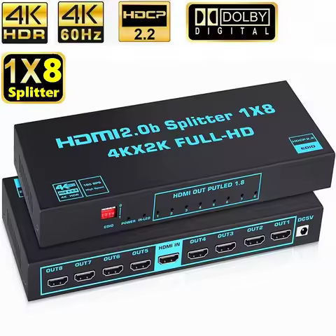 10set 8 ports HDMI 2.0 Splitter 1x8 4K 60HZ 1 in 8 out HDMI Splitter with Scalar HDMI Amplifier HDCP