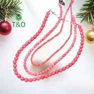 [T&O-t] Exquisite 4 6 8mm Beads Pink Blue Natural Stone Beaded Nelace For Women Simple Chokers Daily