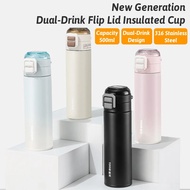 500ml Minuman Dwi Mudah Alih Ringan Onetouch Tumbler Keluli Tahan Karat Tertebat Kalis Bocor Mug Ter