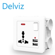 Delviz UK/EU/US socket) universal wall power socket 13A with switch control USB socket intelligent q