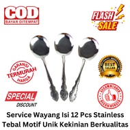 Wayang Service Contents 12 pcs Thick Stainless Steel Unique Motifs Modern Quality Soup Ladle Vegetab