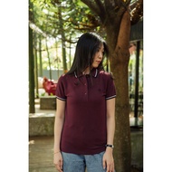 Fred Perry White Black Tipped MaroonPOLO Women's FitOriginal T-Shirt/ Fred Perry AuthenticPOLO