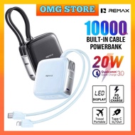 Remax FP-60 10000mAh Mini Powerbank 22.5W Fast Charging Built-In Cable TypeC iP Cable 3C Power Bank