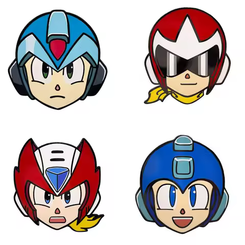 Megaman Video Game Enamel Pins Fun Grid Battle Metal Badge Student School Bag Pins Kids Brooch Jewel