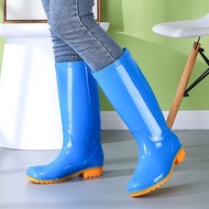 Rain Boots Women's High-Top Tendon Bottom Rain Boots Middle Tube Non-Slip Warm Waterproof Shoes Rubber Shoes Shoe Cover