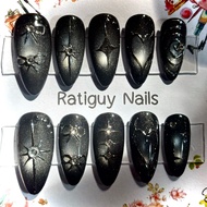 1 Real Gel Nails Silver Powder Polish Black Y2k Style Work Sparkling Round Glass Beads Very Cool ️ M